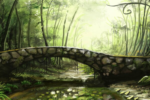 Art of the bridge in the fairy forest