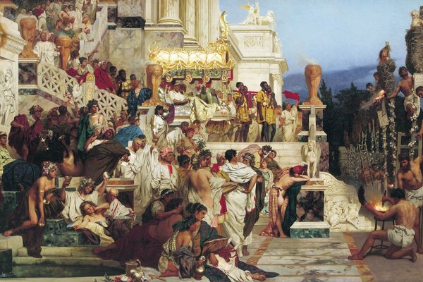 A painting with a lot of people in the era of the Roman Empire