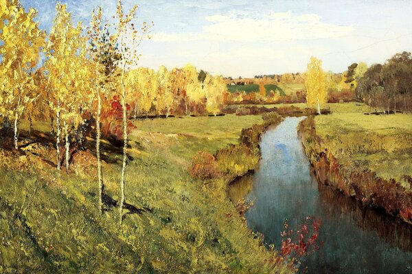 Levitan s painting golden autumn