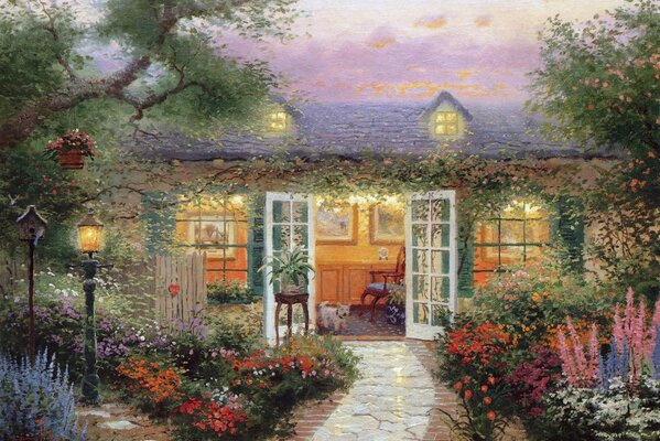 Painting summer cottage veranda