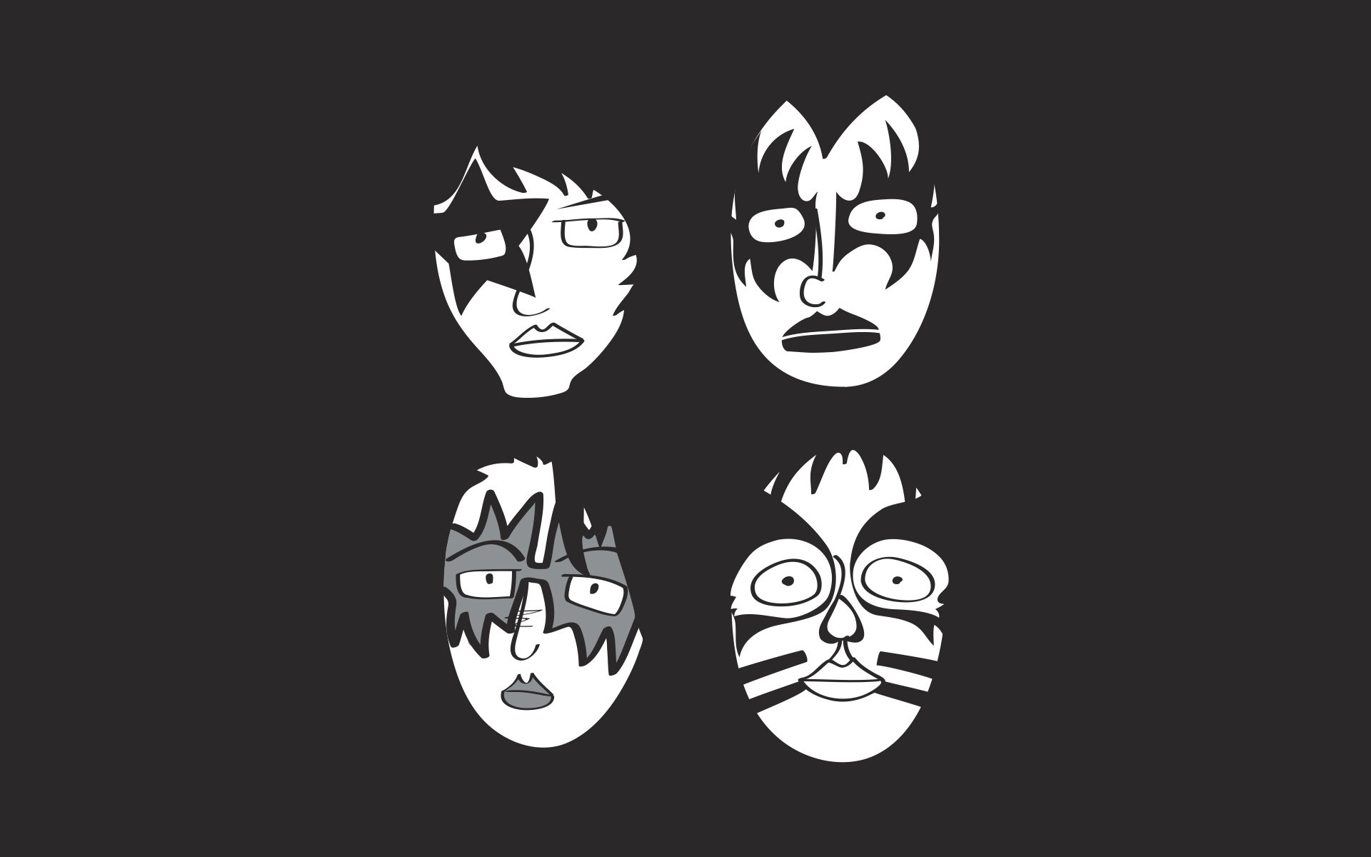 kiss minimalism kiss rock band masks glam