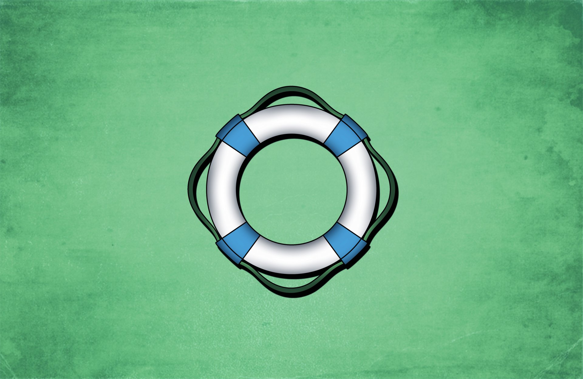 Спасательный круг зеленый фон синий тона - обои на рабочий стол