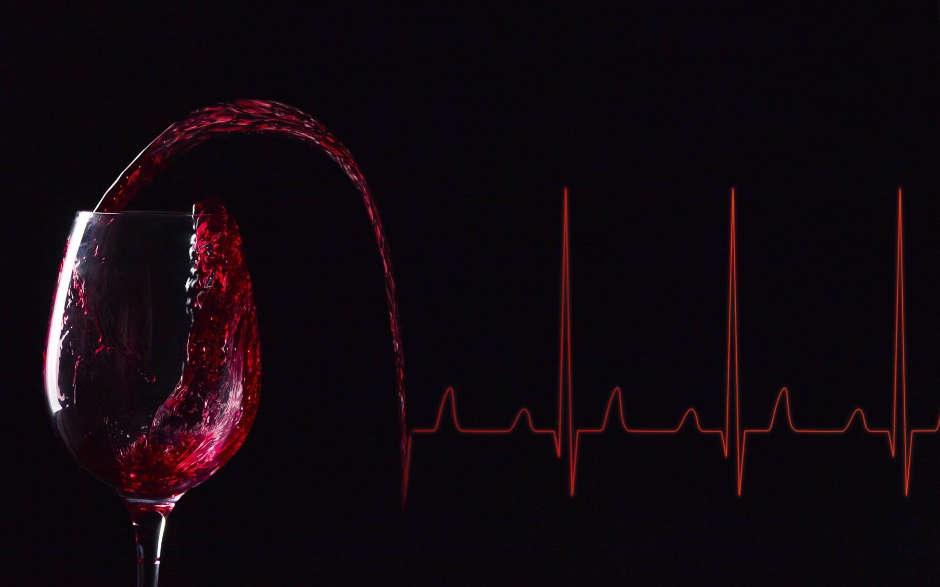 electrocardiogram lines glass of wine wine