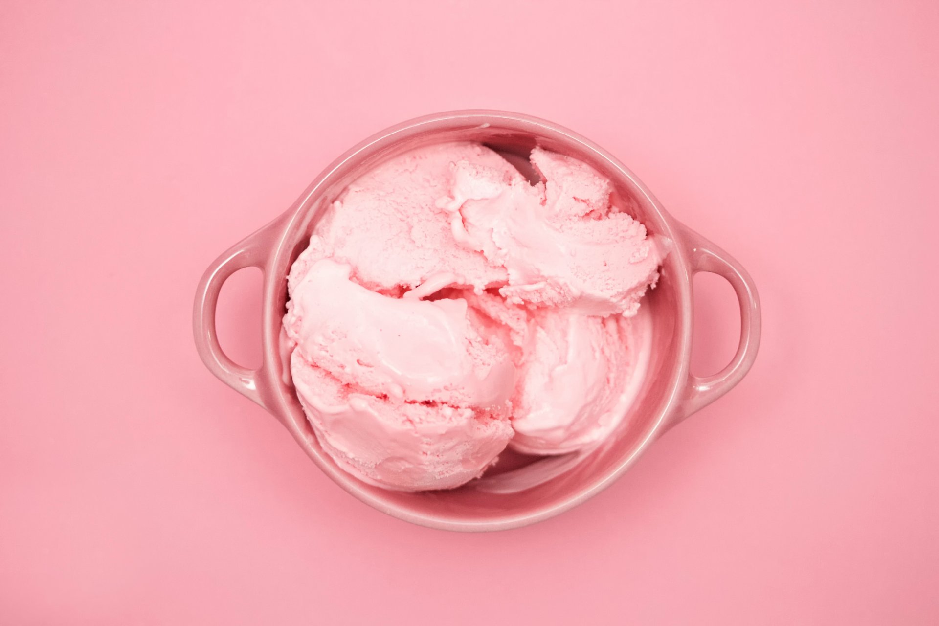 pink cubed strawberry ice cream cup