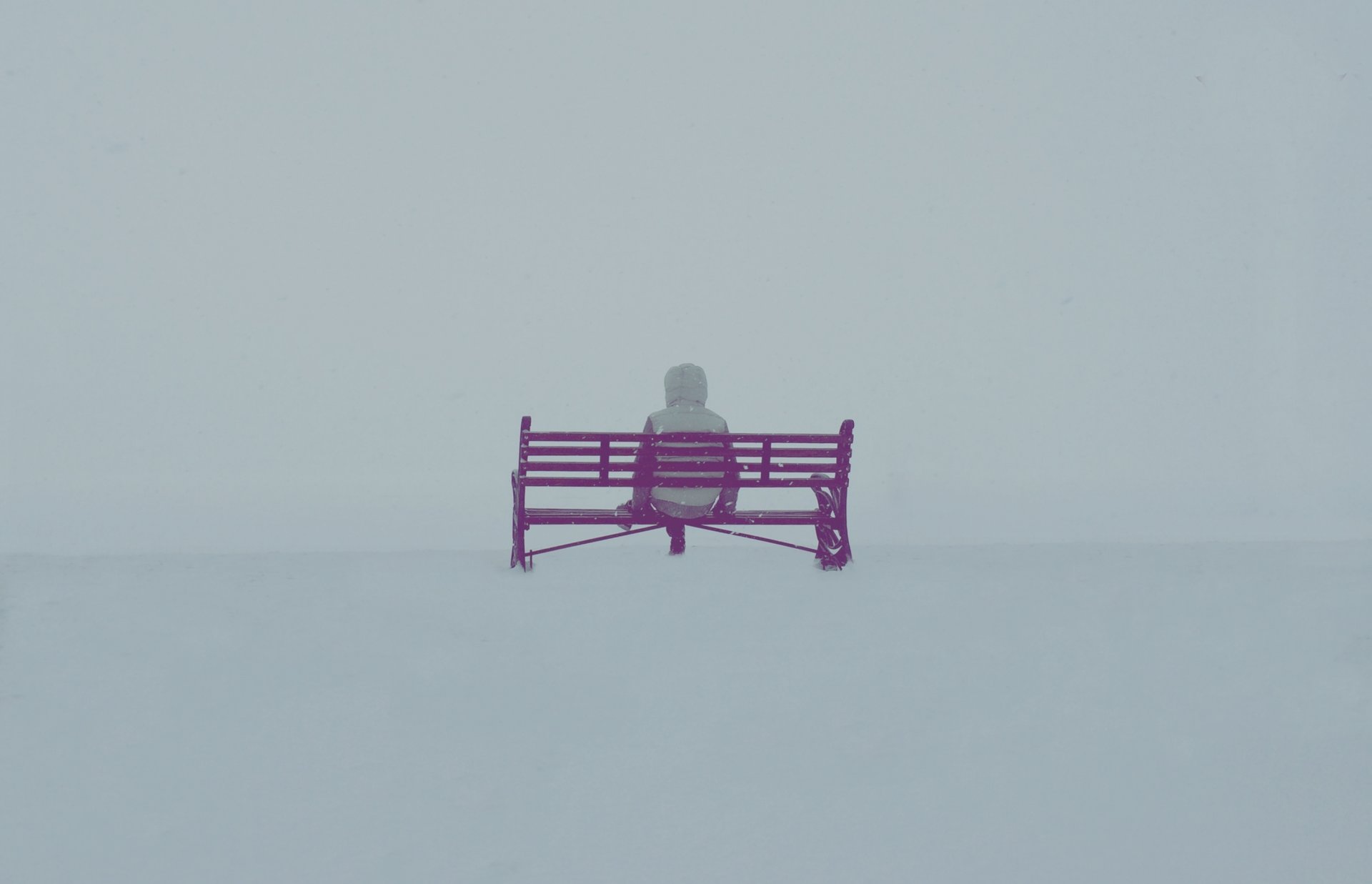 man winter benches snow