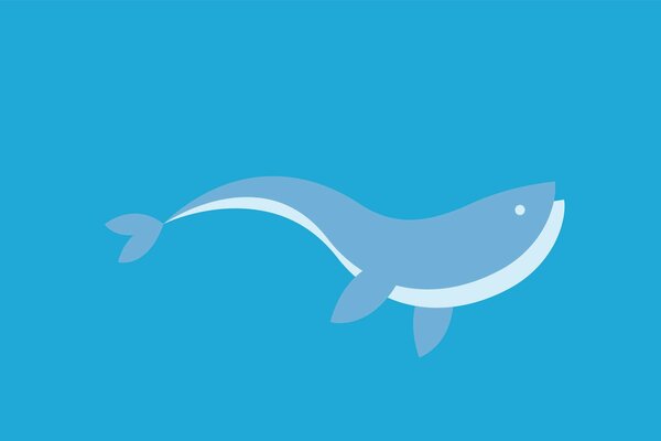 A painted whale on a blue background