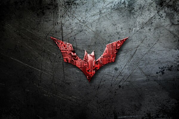 Red Batman logo on black background