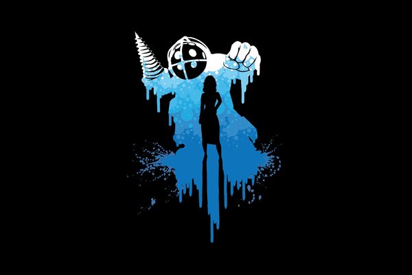 BioShock bleu et silhouette de fille
