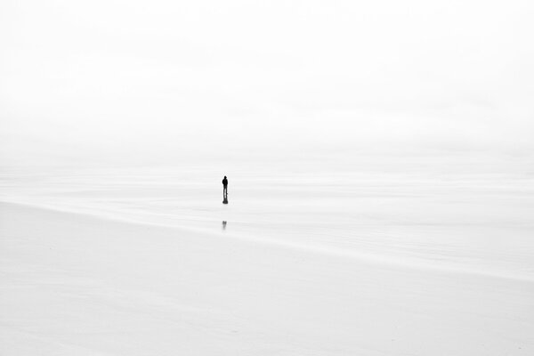 A lonely man on a foggy background