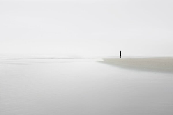 A lonely man on the seashore