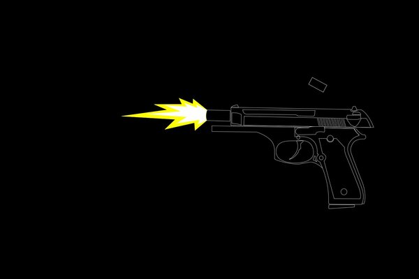 Drawing of the moment of the pistol shot