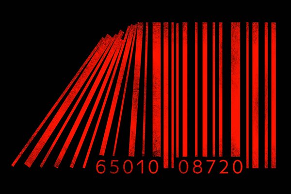 Red barcode on a dark background