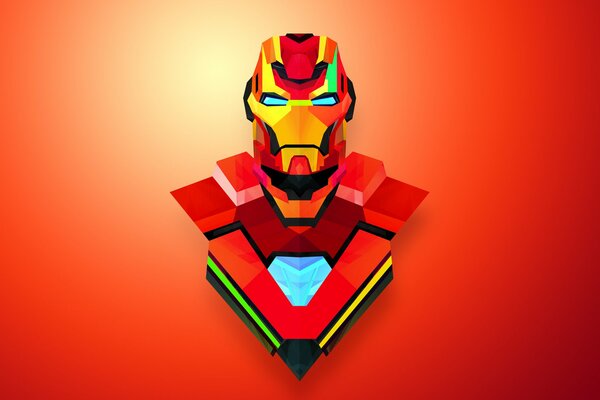 Iron Man on a red background
