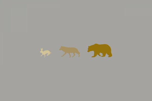 A number of animals: bear, wolf, hare