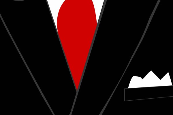 Черный костюм галстук красный платок белый