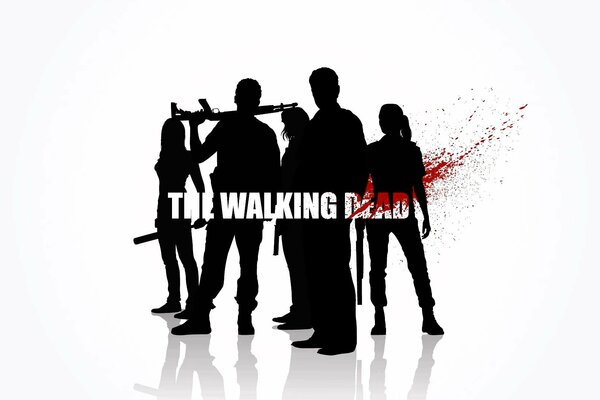 Poster for the TV series The Walking Dead , five silhouettes on a white background
