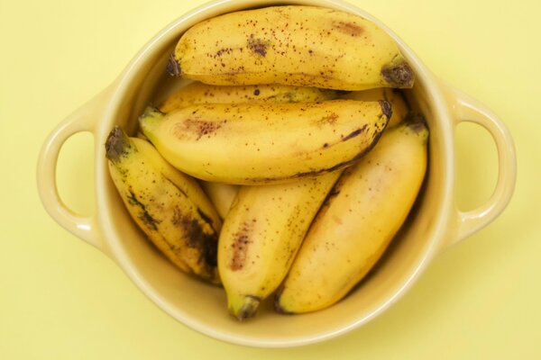 Yellow cubed bananas cup