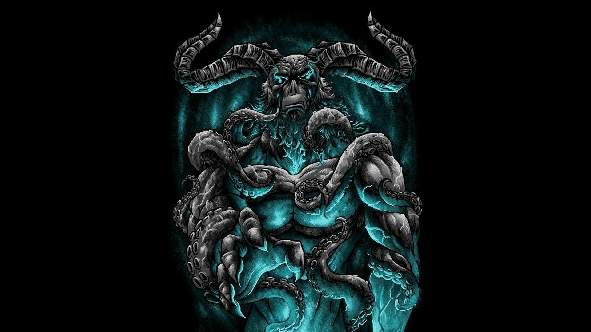 demon horns tentacles blue