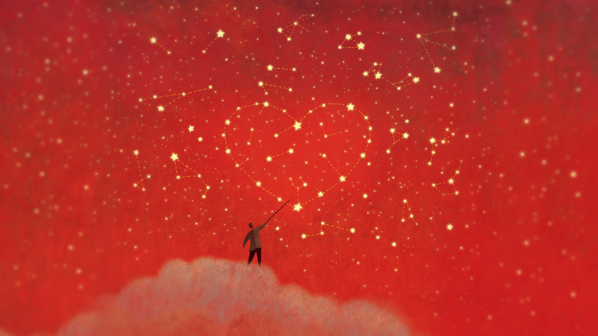 hombre estrellas corazón nube minimalismo constelaciones