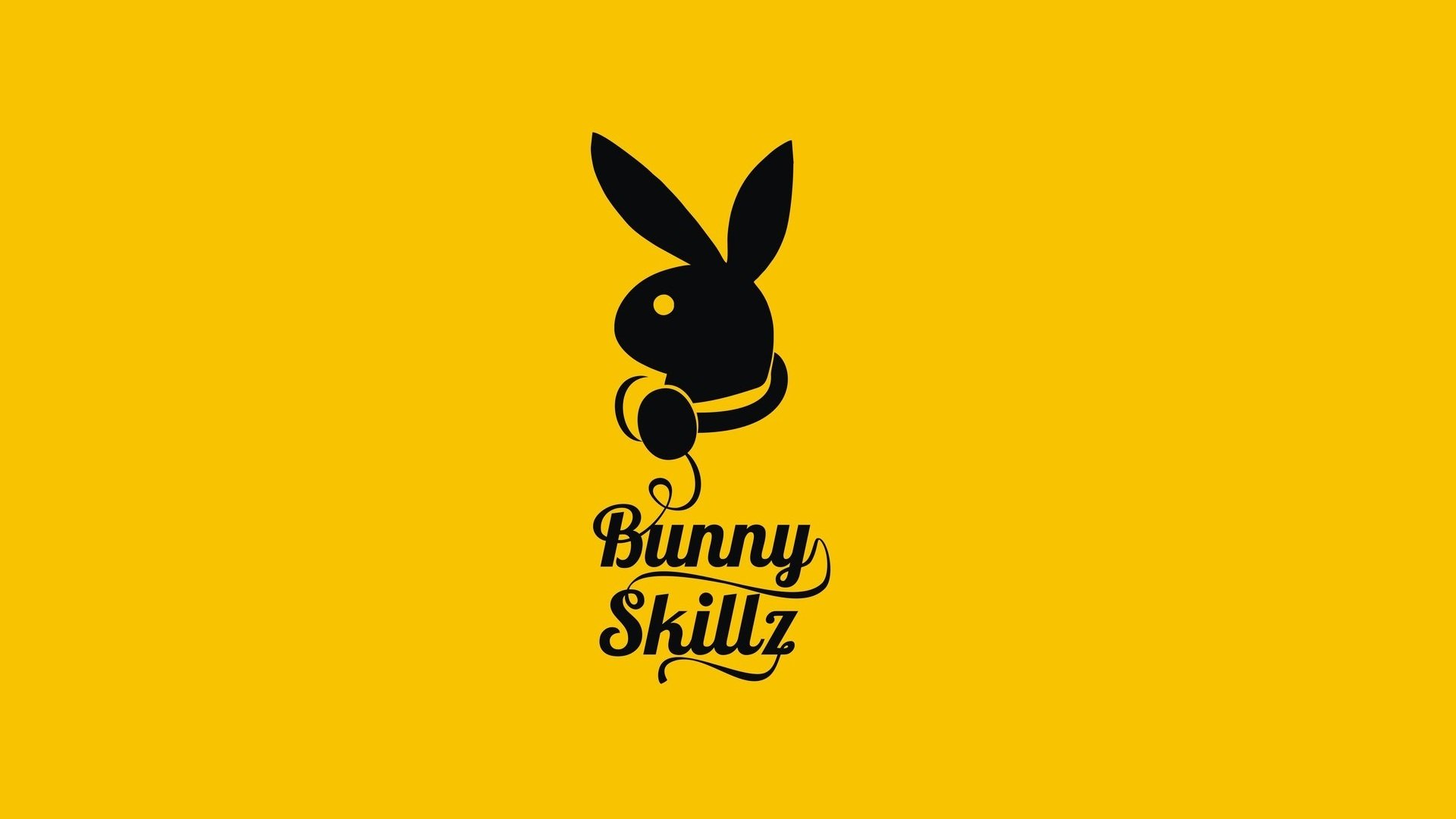 yellow minimalism bunny skillz inscription logo