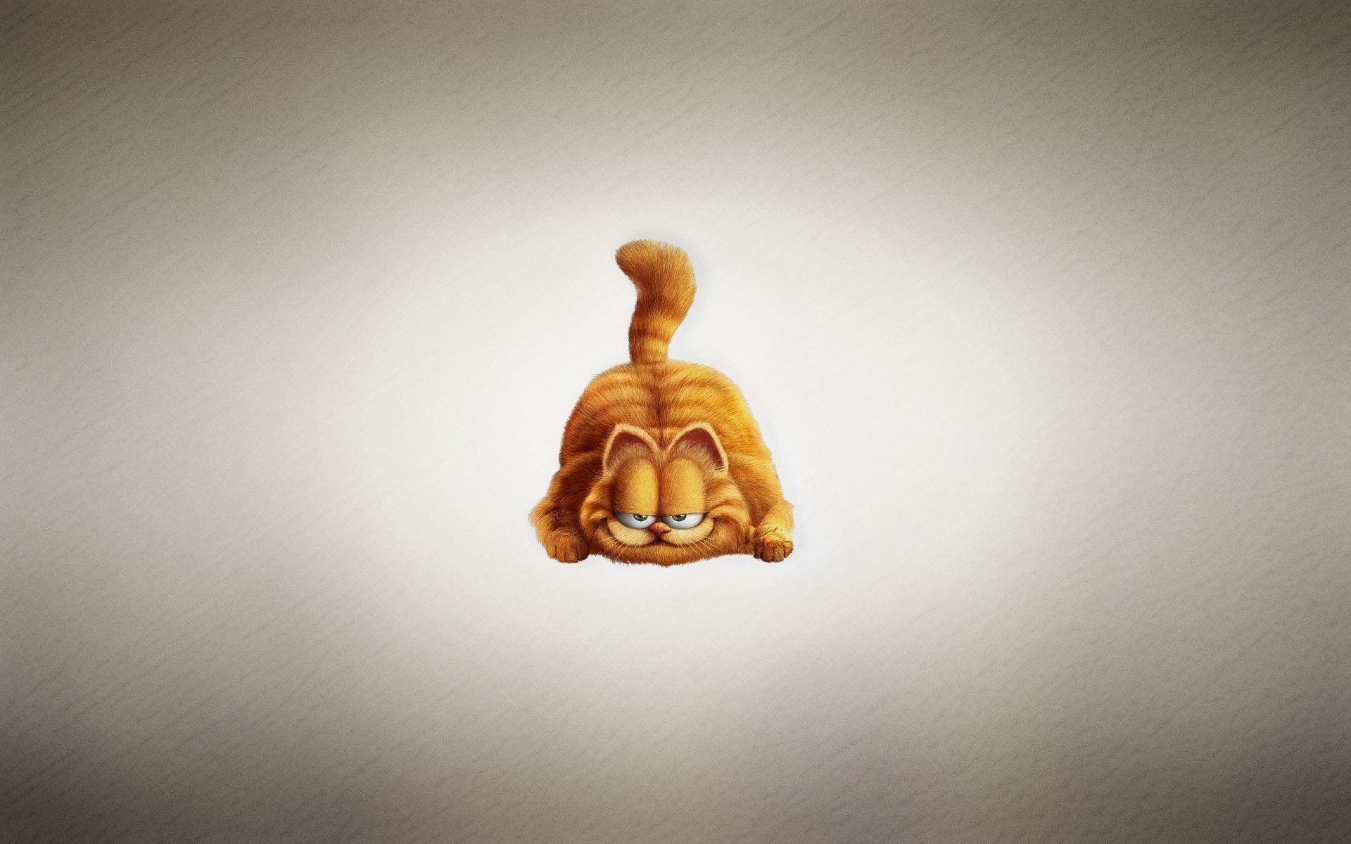 garfield cat red plump sly face light background