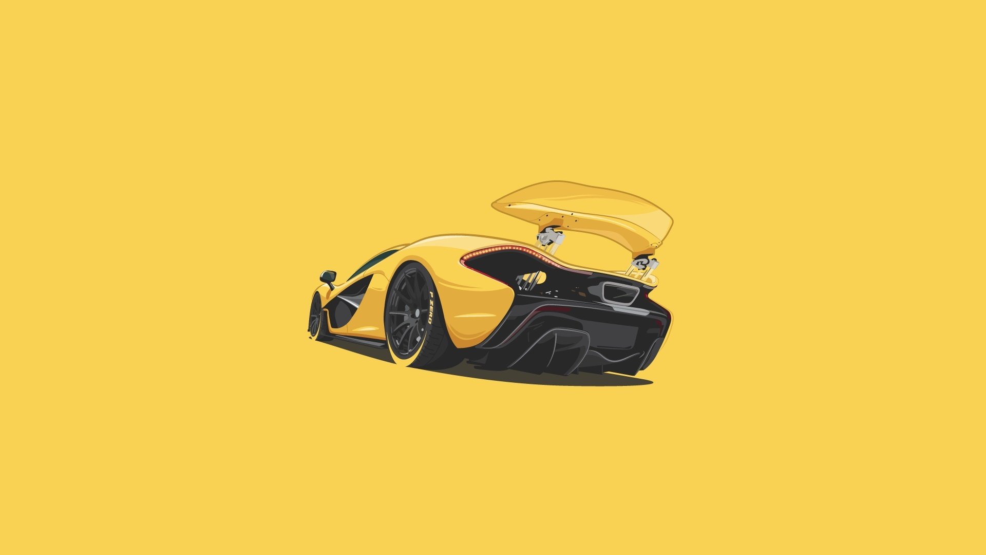 mclaren p1 supercar arrière jaune minimaliste