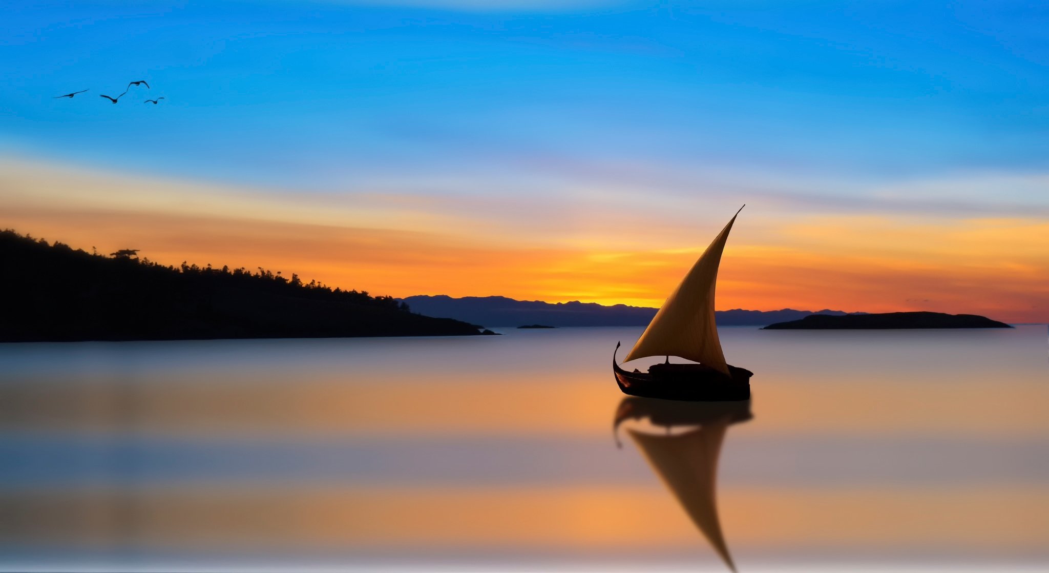 bateau voile réflexion