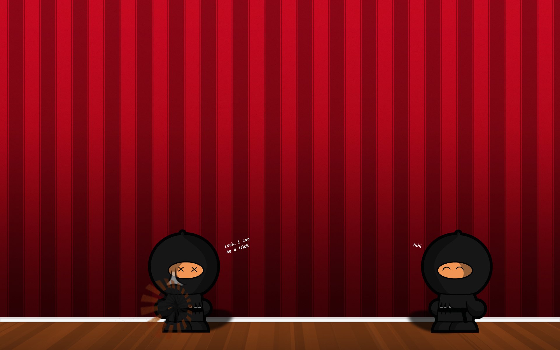 two ninja ninjas talk speak look i can do a trick scene hihi minimalism