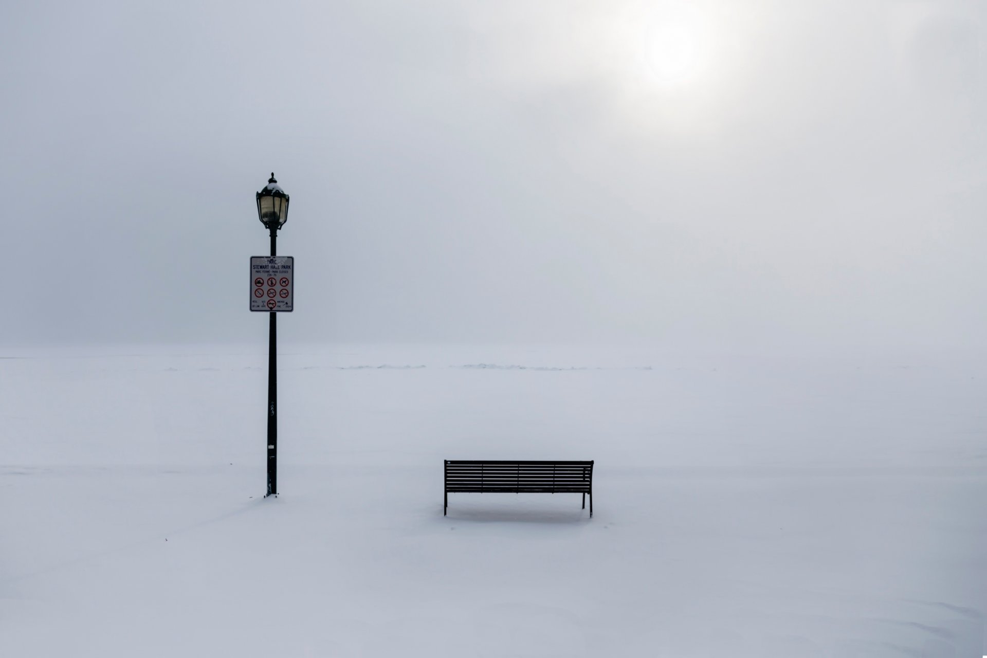 bench light winter ban frost drift