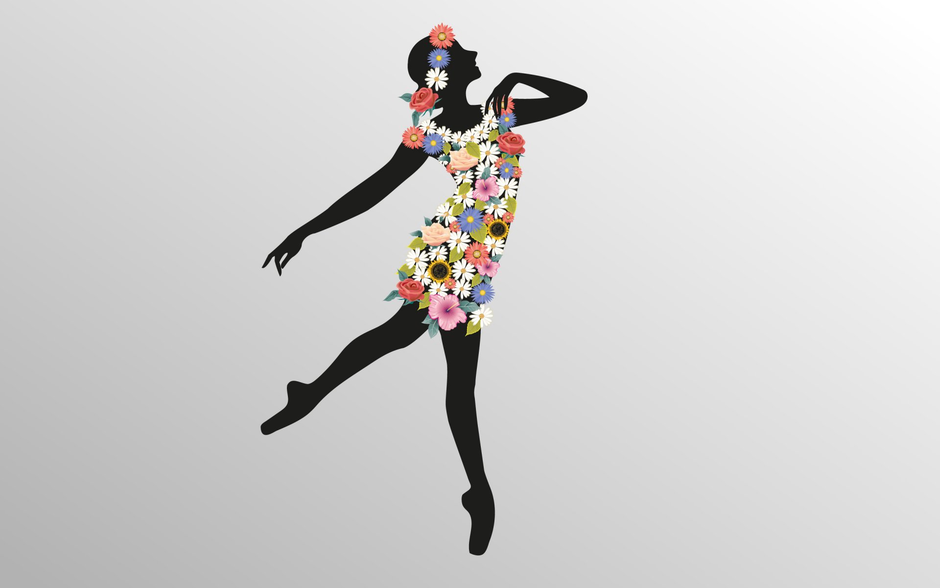 dance ballerina girl silhouette graz flower picture vector