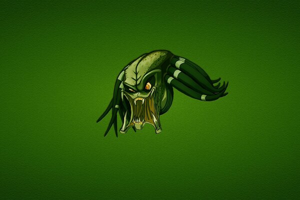 El depredador tiene una cabeza verde malvada minimalismo