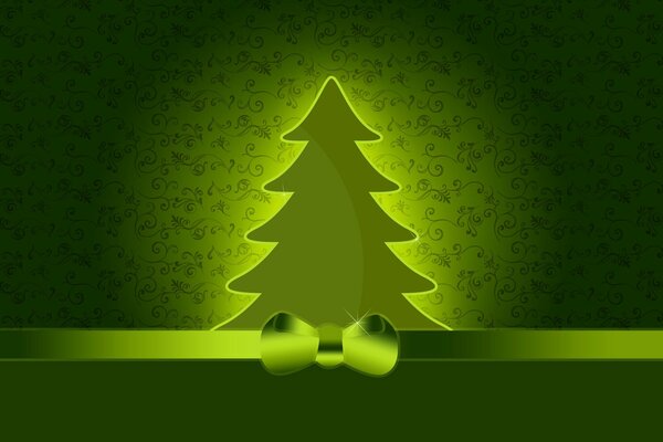 Fiesta de año nuevo. Árbol de Navidad con un fondo verde brillante
