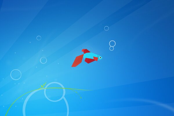Foto im minimalistischen Stil für Windows 8: ein Fisch mit Birnen auf blauem Hintergrund