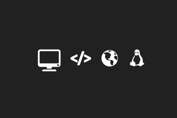 Zdjęcie w stylu minimalizmu: monitor, internet, kod, Linux na ciemnym tle