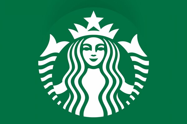 Emblema blanco de la cafetería sobre fondo verde