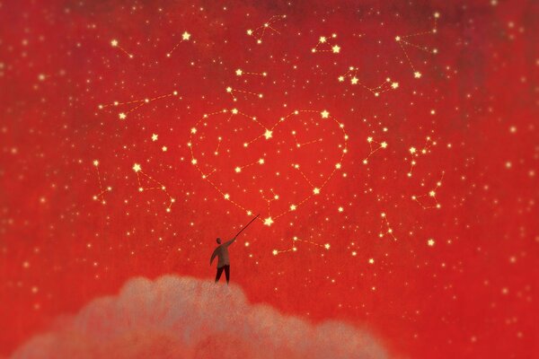 Человек смотрит на звёздное небо