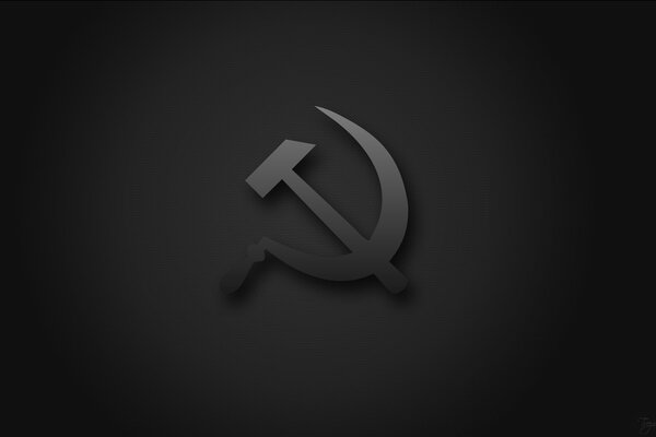 Hammer and sickle on a black background