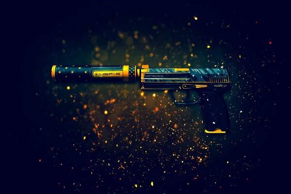 Pistolet sur beau fond brillant