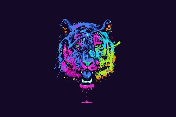 Pysk tygrysa w ścieżkach spływającej farby