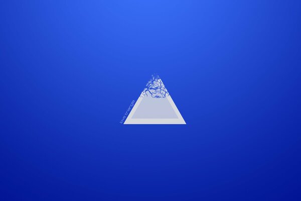 A white triangle collapses on a blue background