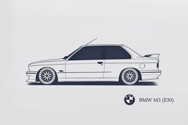 Drawing of the BMW M3 (E30) car