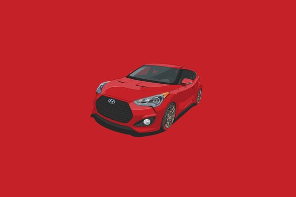 Hyundai rosso su sfondo rosso