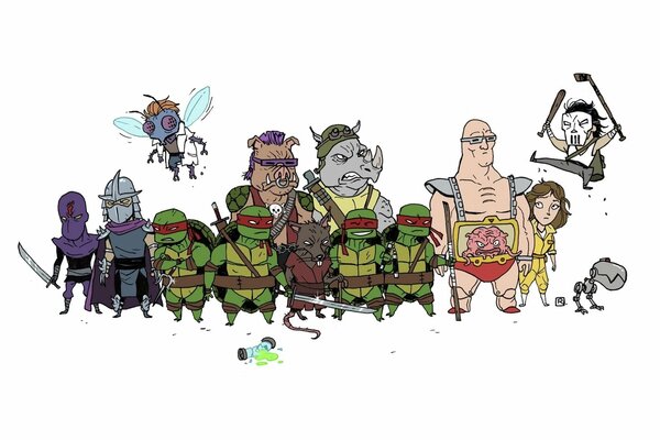 Toda la compañía de dibujos animados Teenage Mutant ninja Turtles