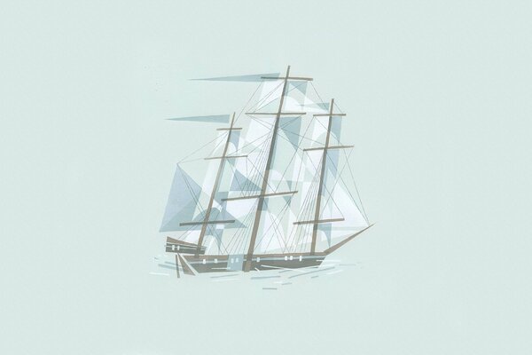 Minimalisme. illustration d un navire dans le cubisme