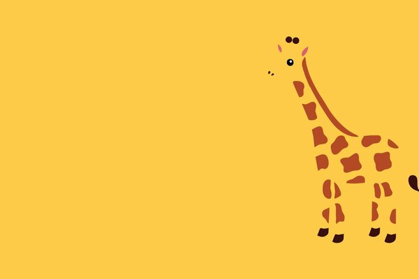 Giraffe on a yellow background minimalism