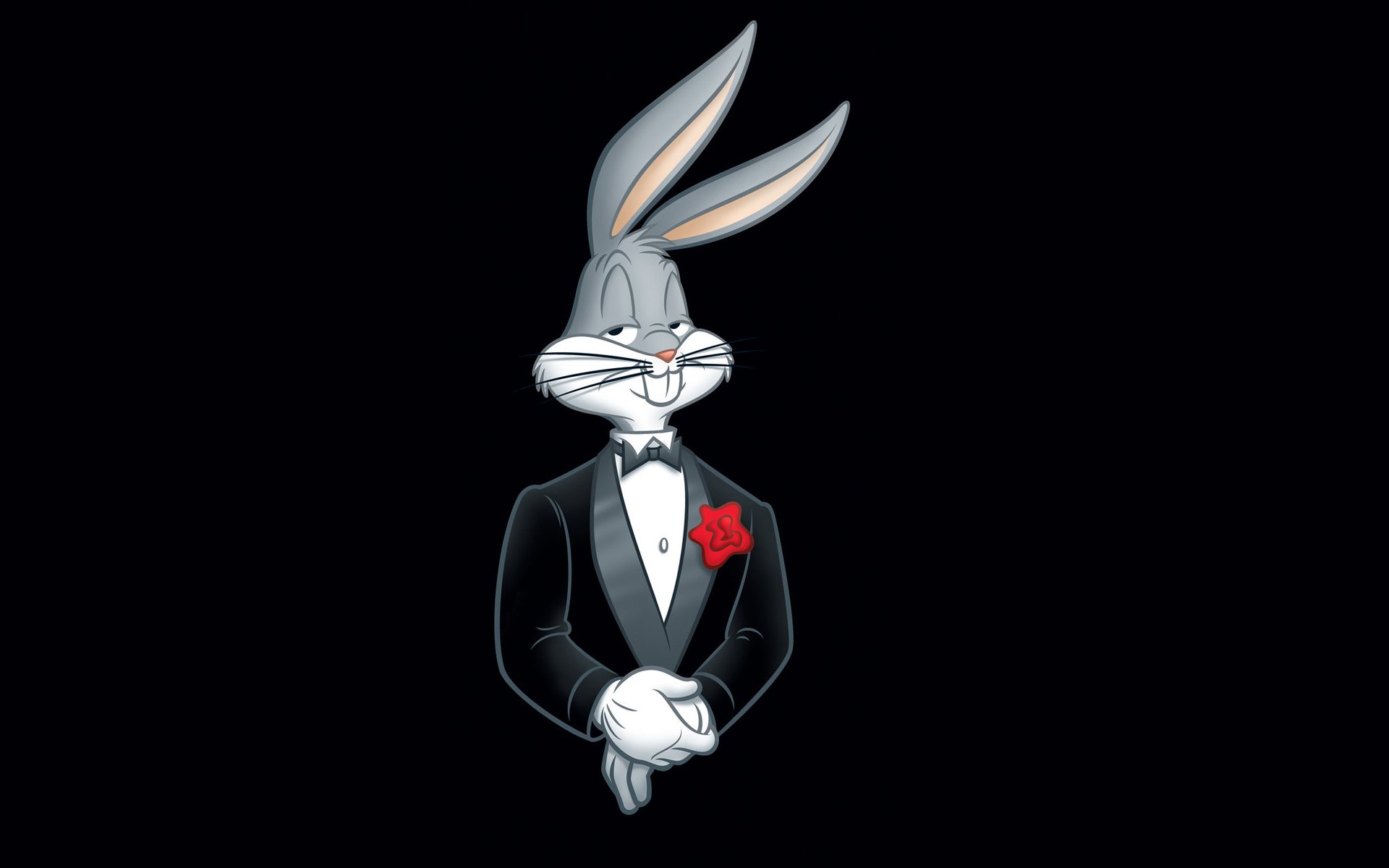 looney tunes funny tunes looney tunes bugs bunny rabbit tuxedo flower black background minimalism