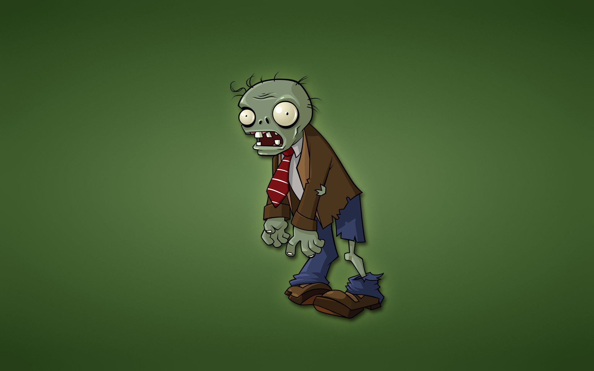 zombie plants vs. zombies sfondo verde minimalismo cravatta rossa