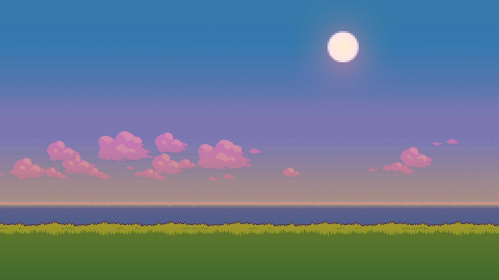 pixels evening grass sun pixels landscape sunset