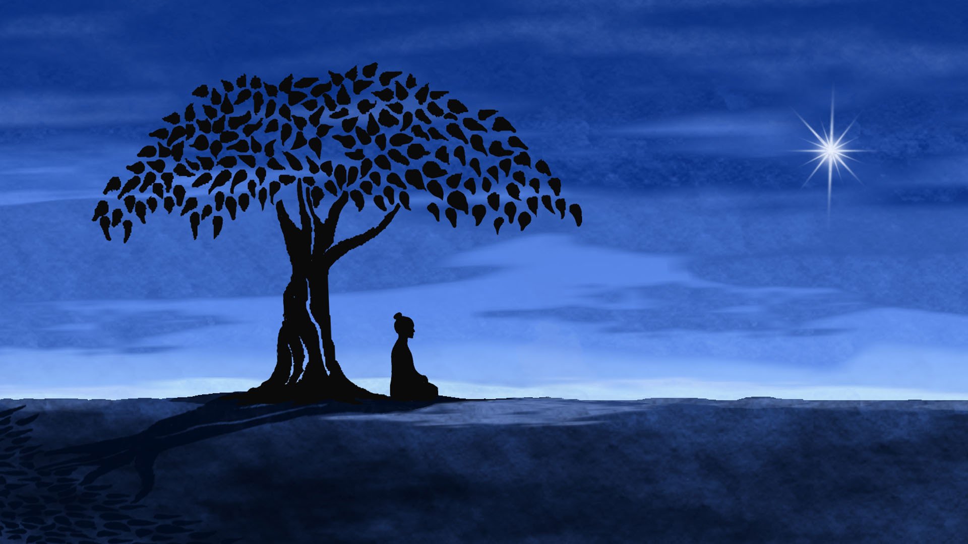 night tree star meditation