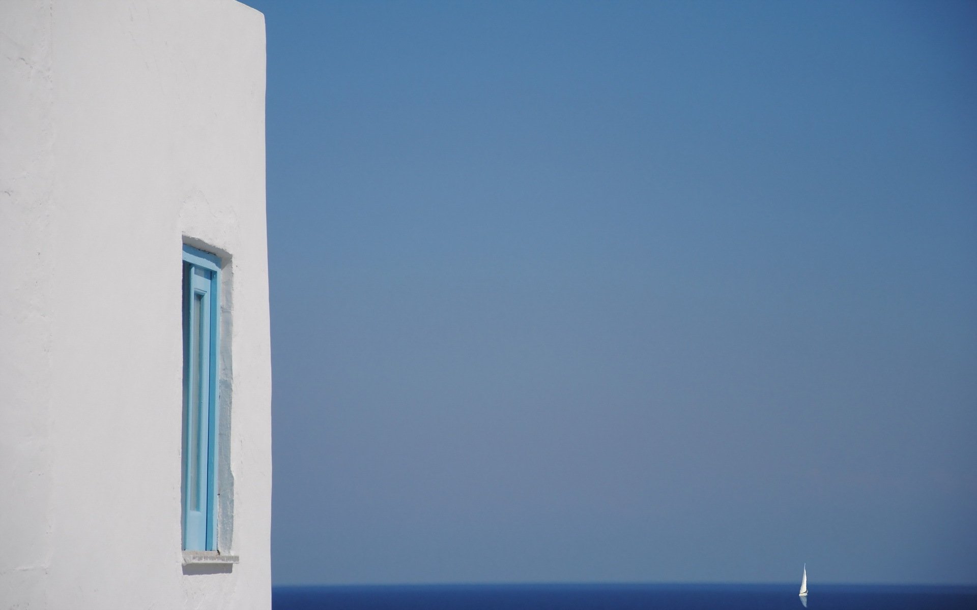 maison mer bateau ciel minimalisme